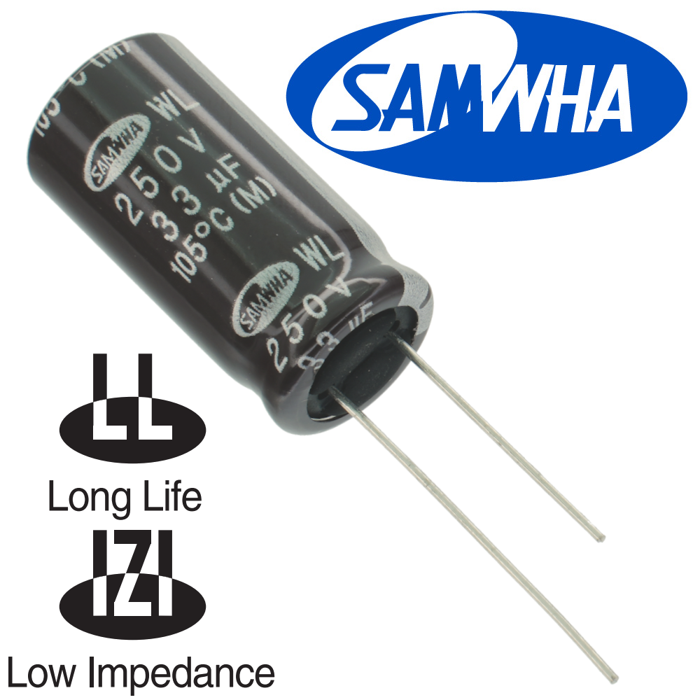 33мкФ 250В (13x25) WL (2000ч.) (low imp.) Конденсатор электролитический