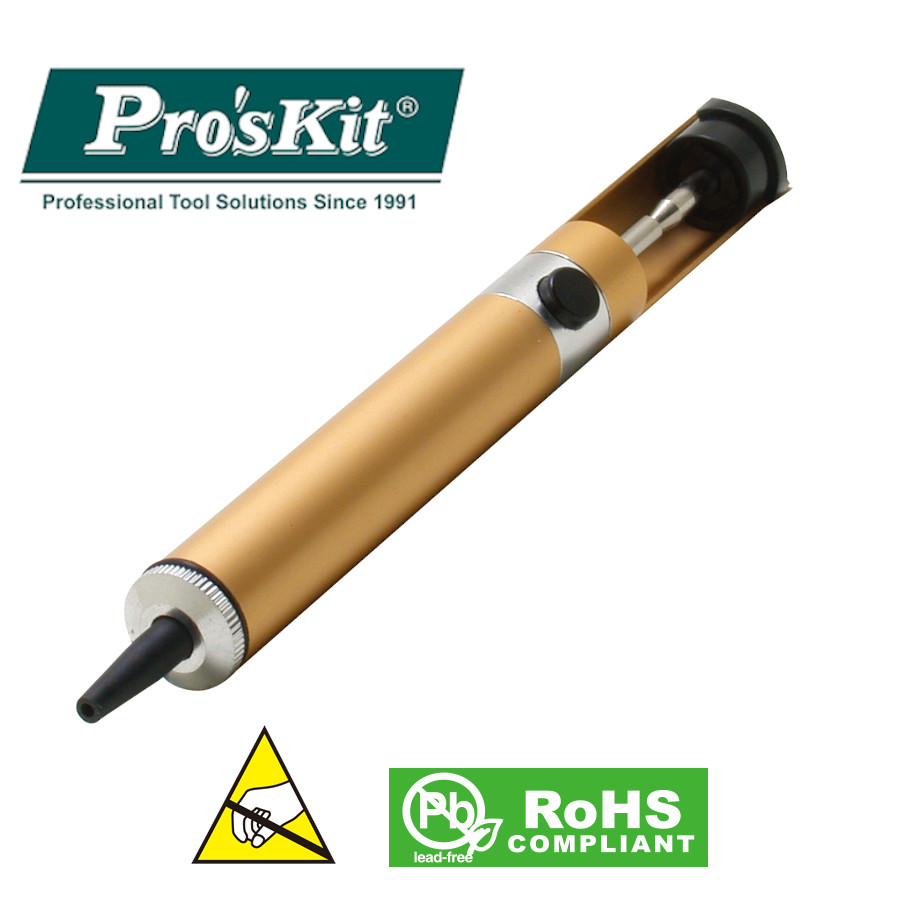 908-366A Pro'sKit Оловоотсос механический вакуумный антистатический(алюминий) с тефлоновым наконечни