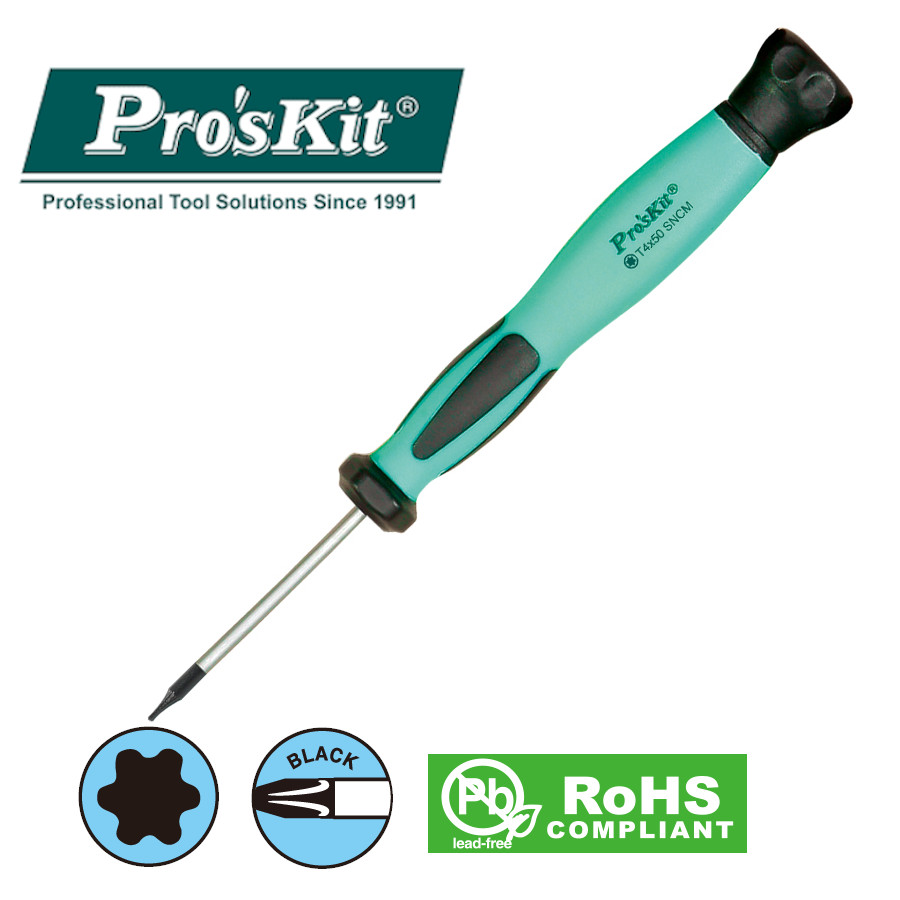 SD-083-T4 Pro'sKit Отвертка прецизионная антистатическая Torx (звезда) (T4x50мм)