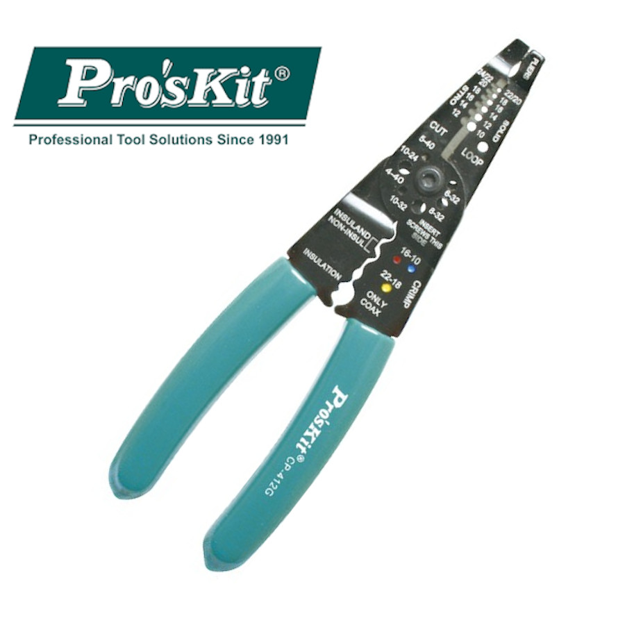 CP-412G Pro'sKit Клещи для зачистки и обжима проводов и клемм (0.2-5кв.мм)