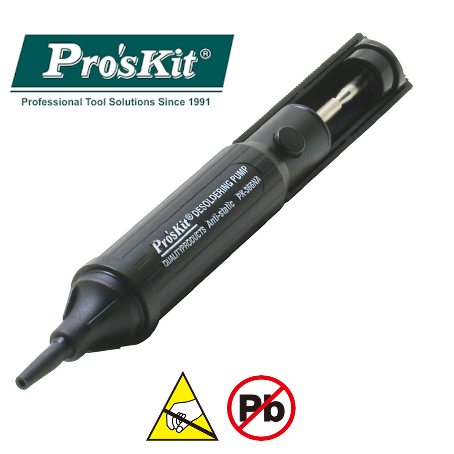 8PK-366NA Pro'sKit Оловоотсос механический вакуумный антистатический с тефлоновым наконечником