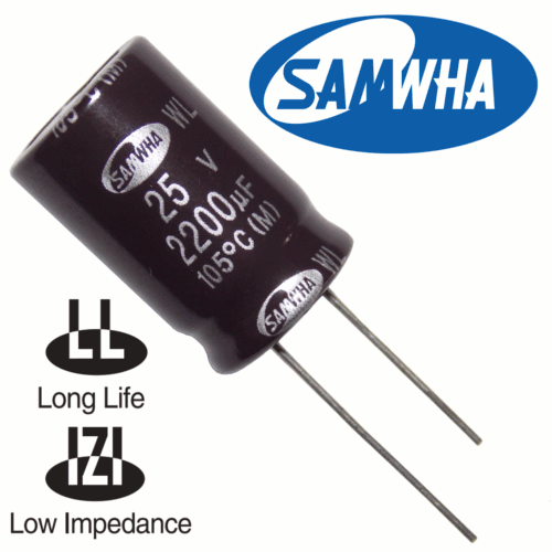 2200мкФ 25В (16x25) WL (5000ч.) (low imp.) Конденсатор электролитический