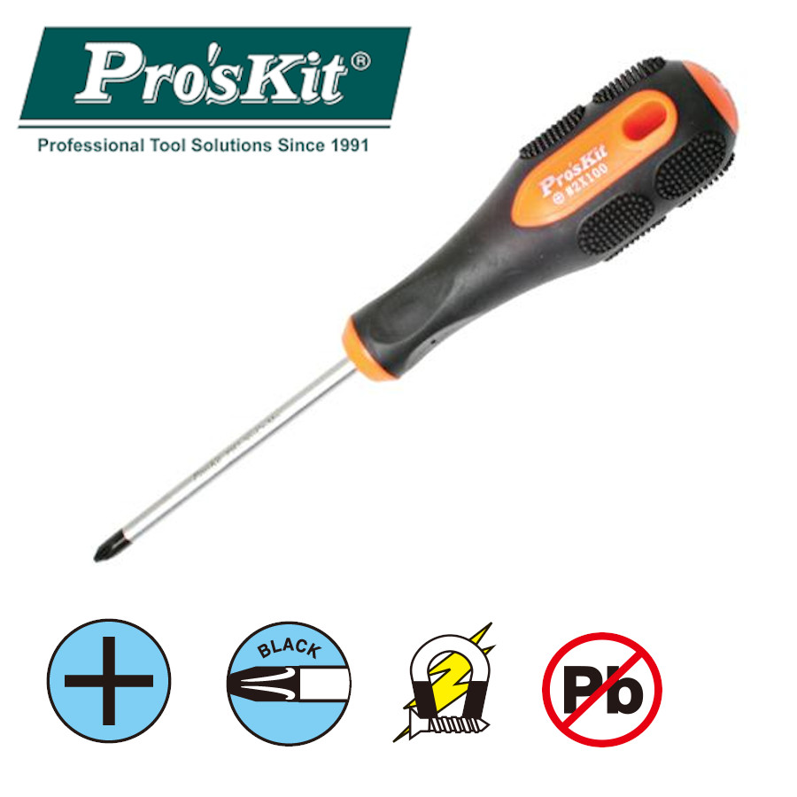 SD-207B Pro'sKit Отвертка Pro-soft (+ #2, 6х100мм, 221мм)