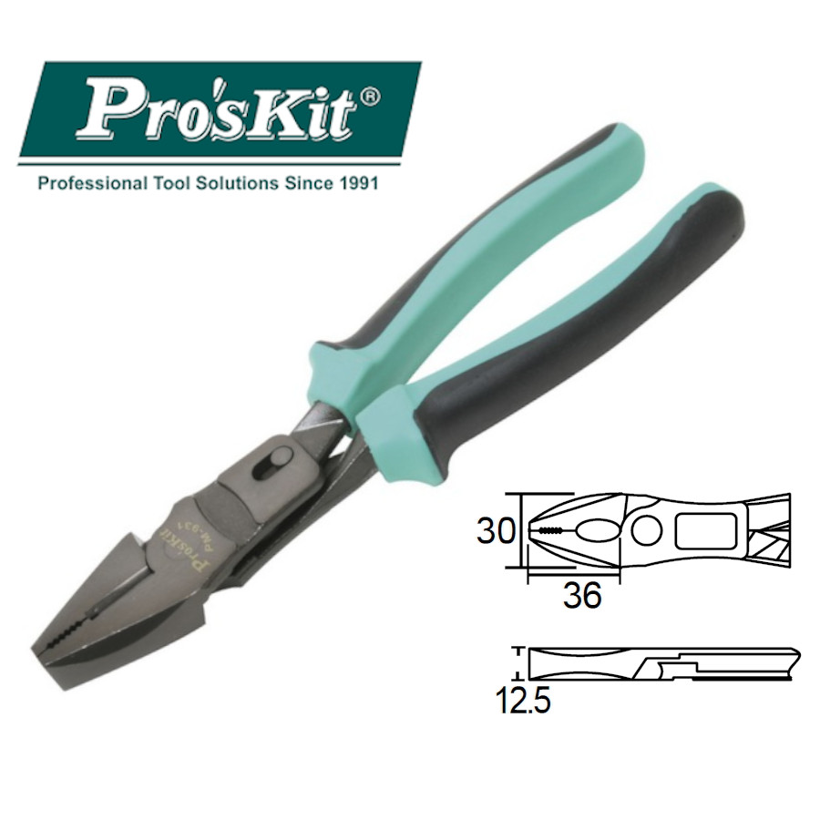 PM-931 Пассатижи усиленные (сталь до 2.2мм, 215мм) Pro'sKit