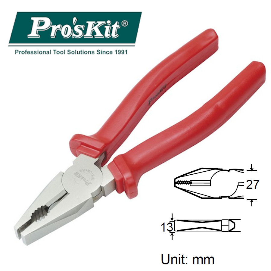 1PK-051AS Pro'sKit Пассатижи (медь до 3мм, 200мм)*