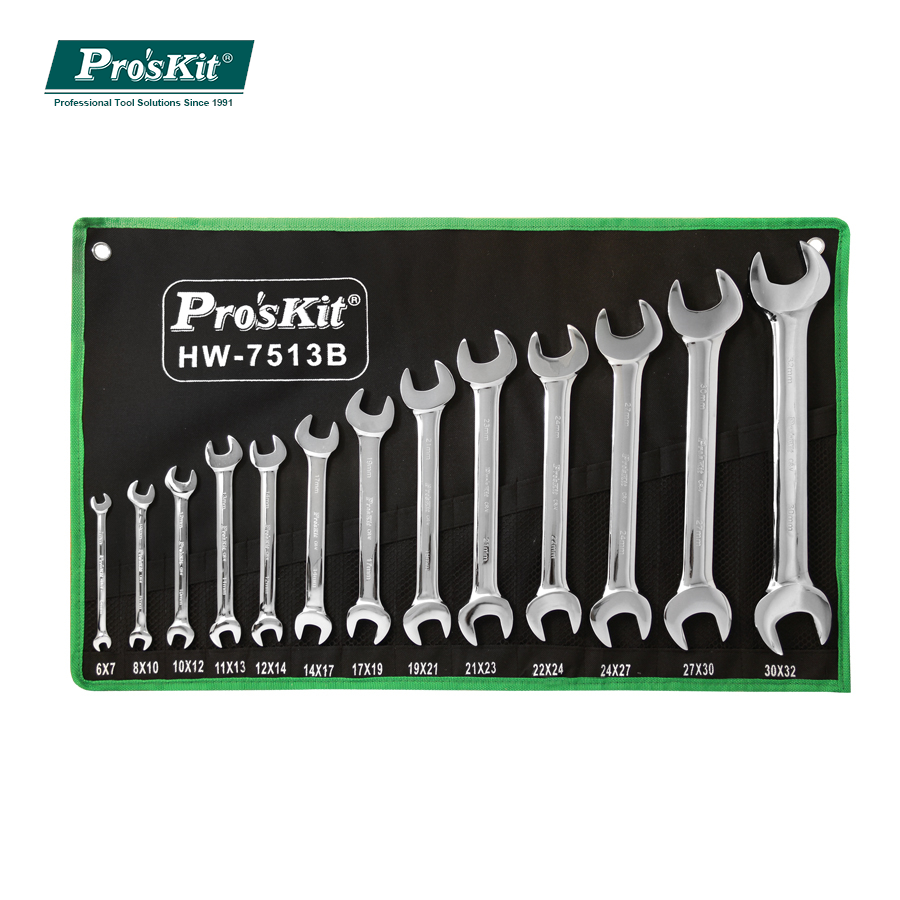 HW-7513B Pro'sKit Набор ключей гаечных рожковых (13 шт.)