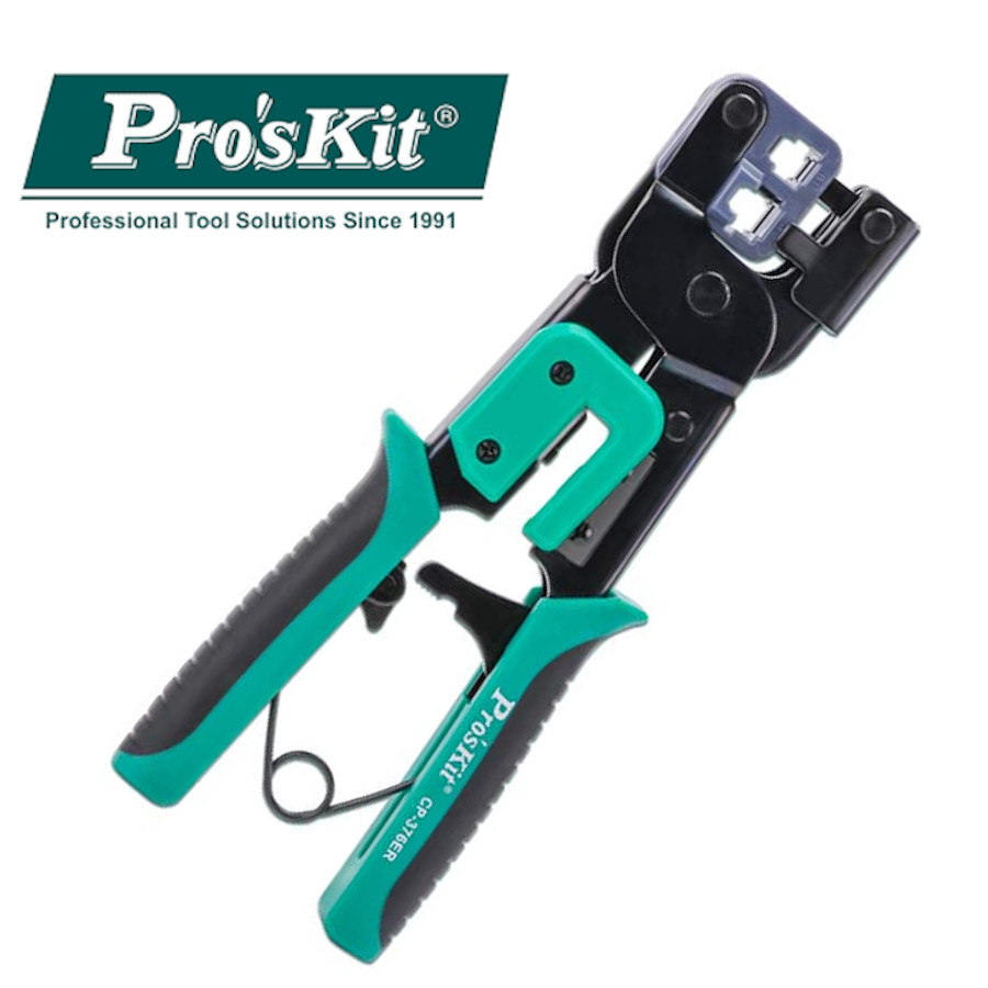 CP-376ER Клещи для обжима витой пары (8P/6P, трещотка, 200мм)Pro'sKit