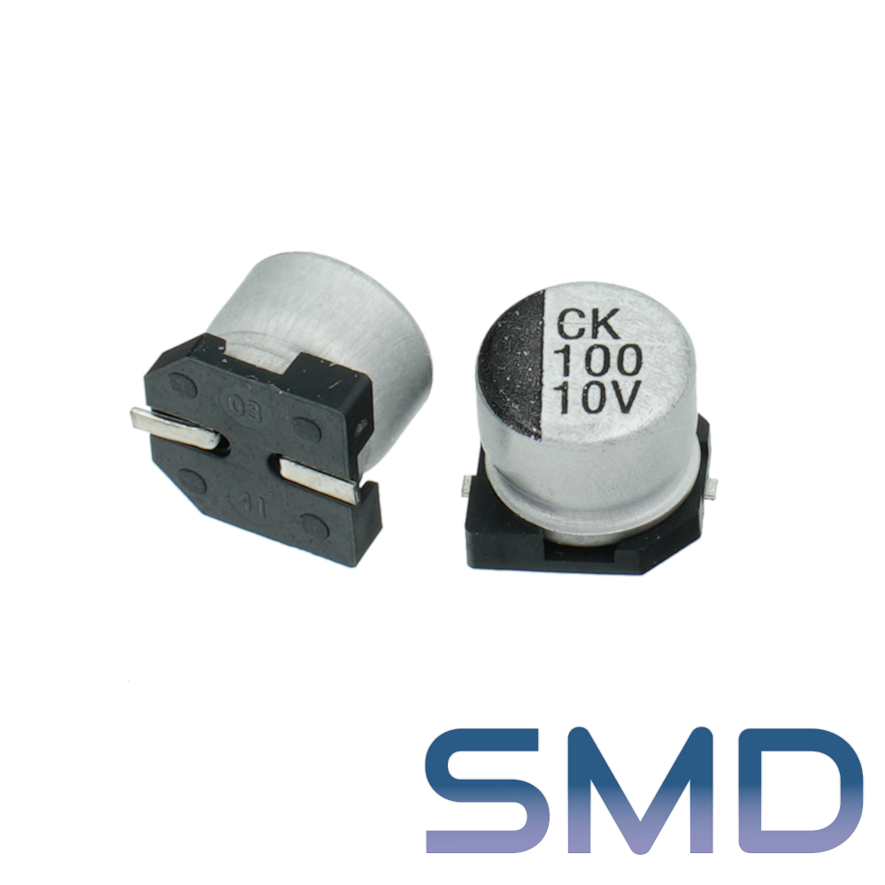 100мкФ 10В (6,3x5,5) SMD-монтаж Конденсатор электролитический