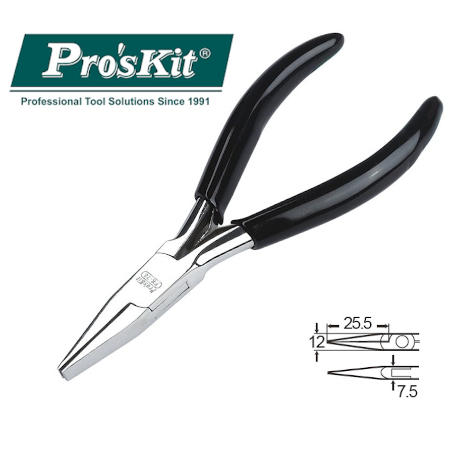 1PK-28 Pro'sKit Длинногубцы (130мм, пружина, без насечки)