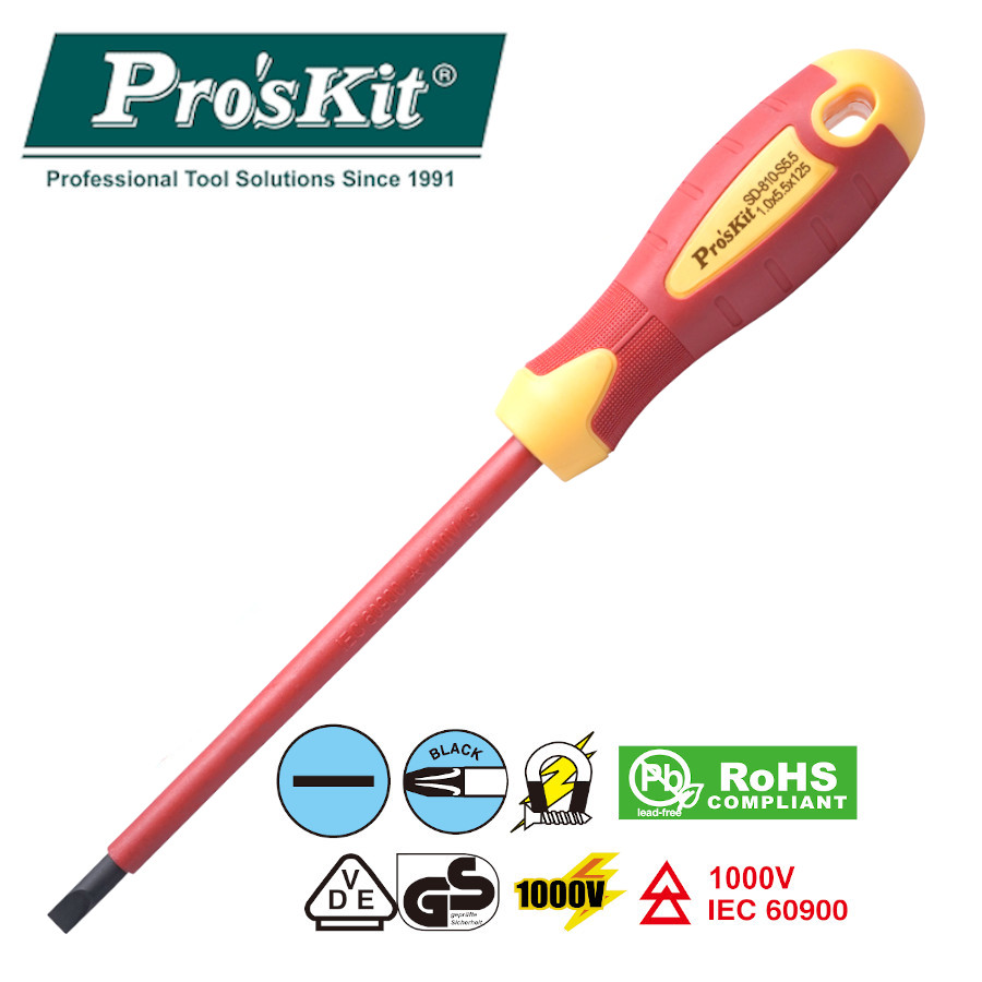 SD-810-S5.5 Pro'sKit Отвертка диэлектрическая 1000В (- 5.5х125)*