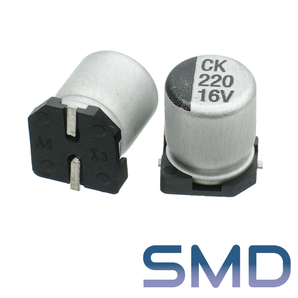 220мкФ 16В (6,3x5,5) SMD-монтаж Конденсатор электролитический