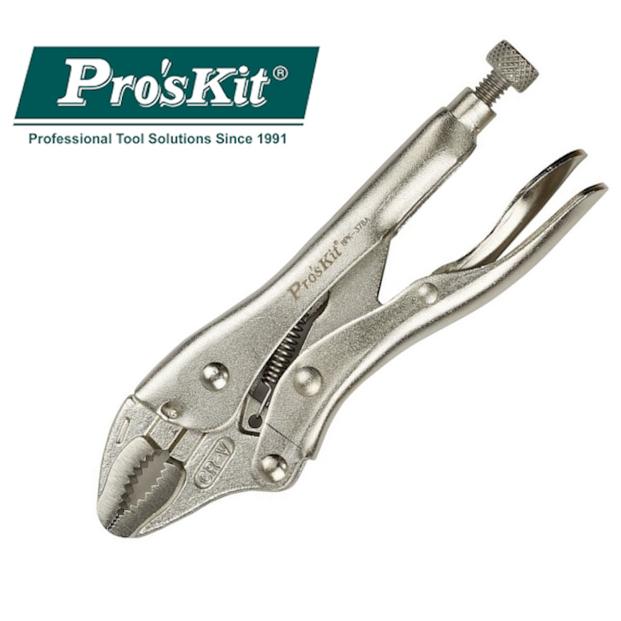 8PK-378A Pro'sKit Клещи зажимные (регулировка усилия, защелка, 140мм)