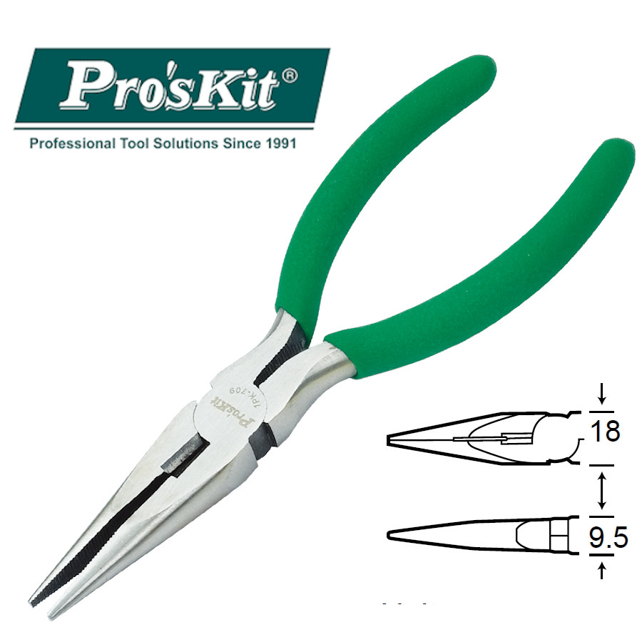 1PK-709 Pro'sKit Длинногубцы-кусачки (медь до 2.6мм, 160мм)