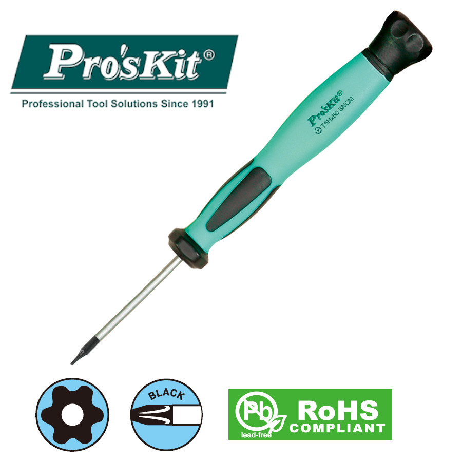 SD-083-T5H Pro'sKit Отвертка прецизионная антистатическая Torx (звезда) антивандальная (T5Hx50мм)