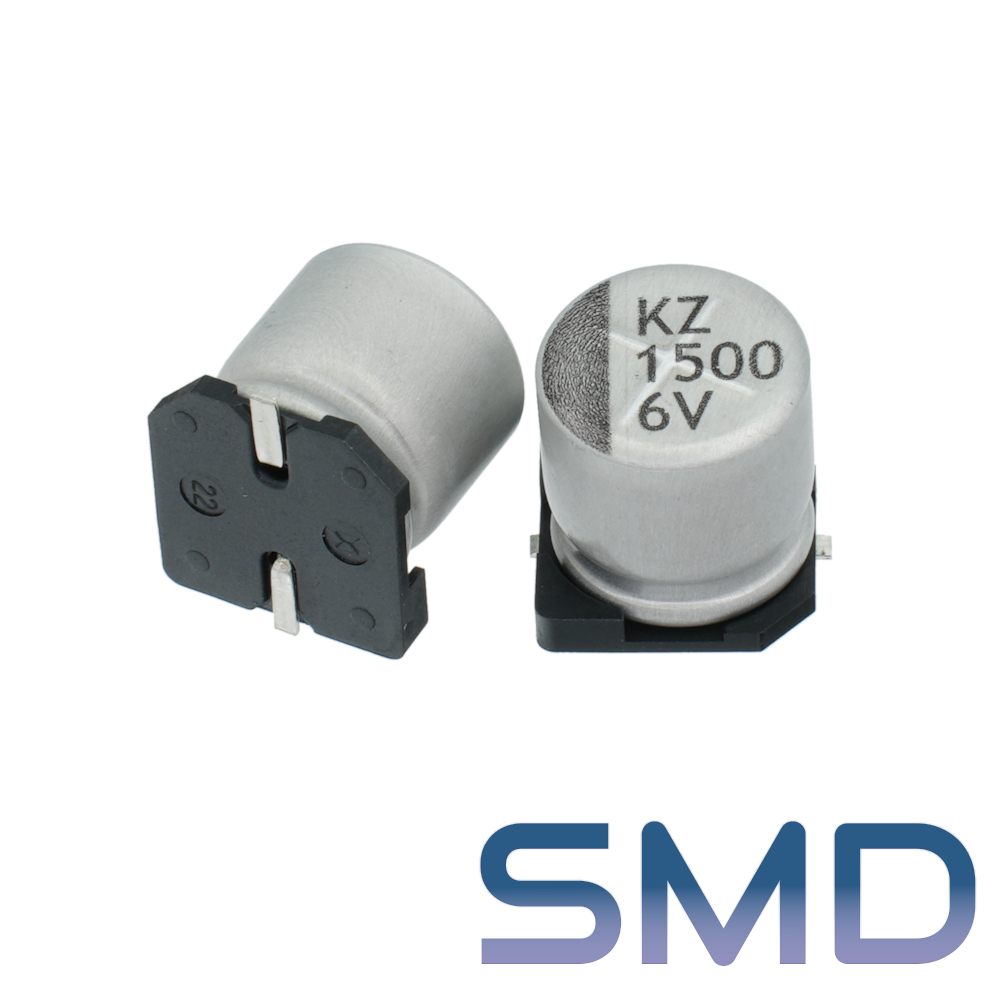 1500мкФ 6,3В (10x10,5) SMD-монтаж Конденсатор электролитический
