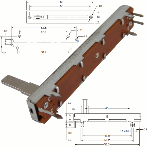 RP6045-B50K 50кОм ползунковый резистор