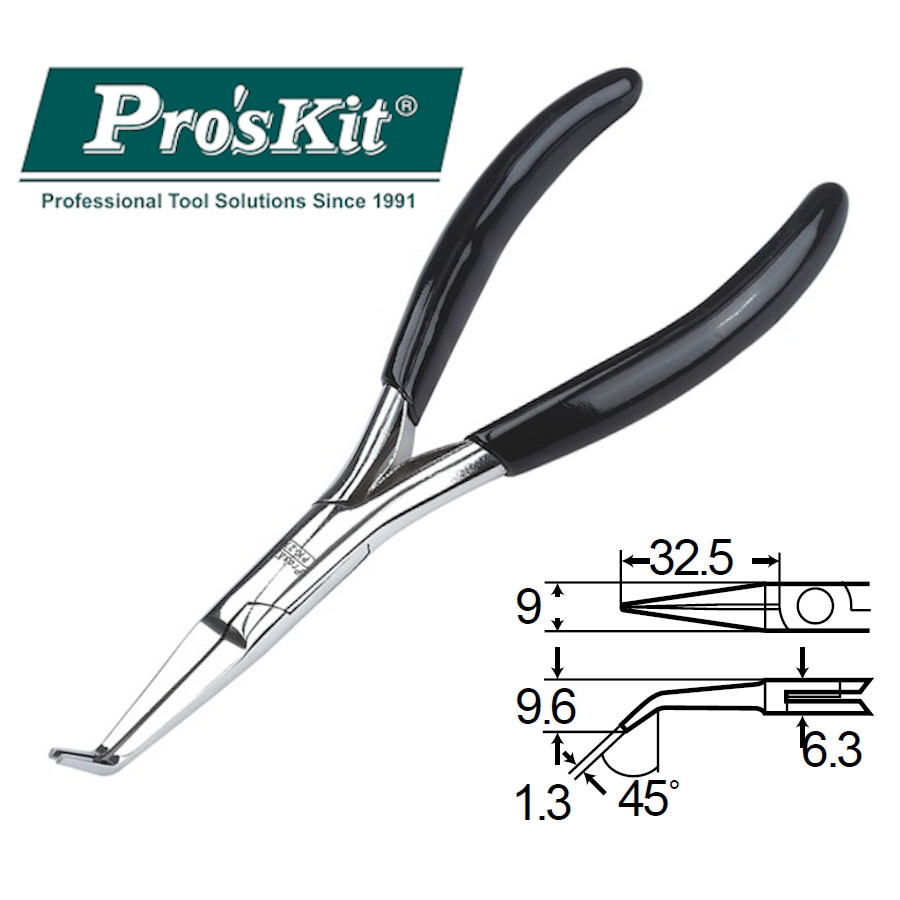 1PK-27 Pro'sKit Длинногубцы изогнутые (135мм, пружина)