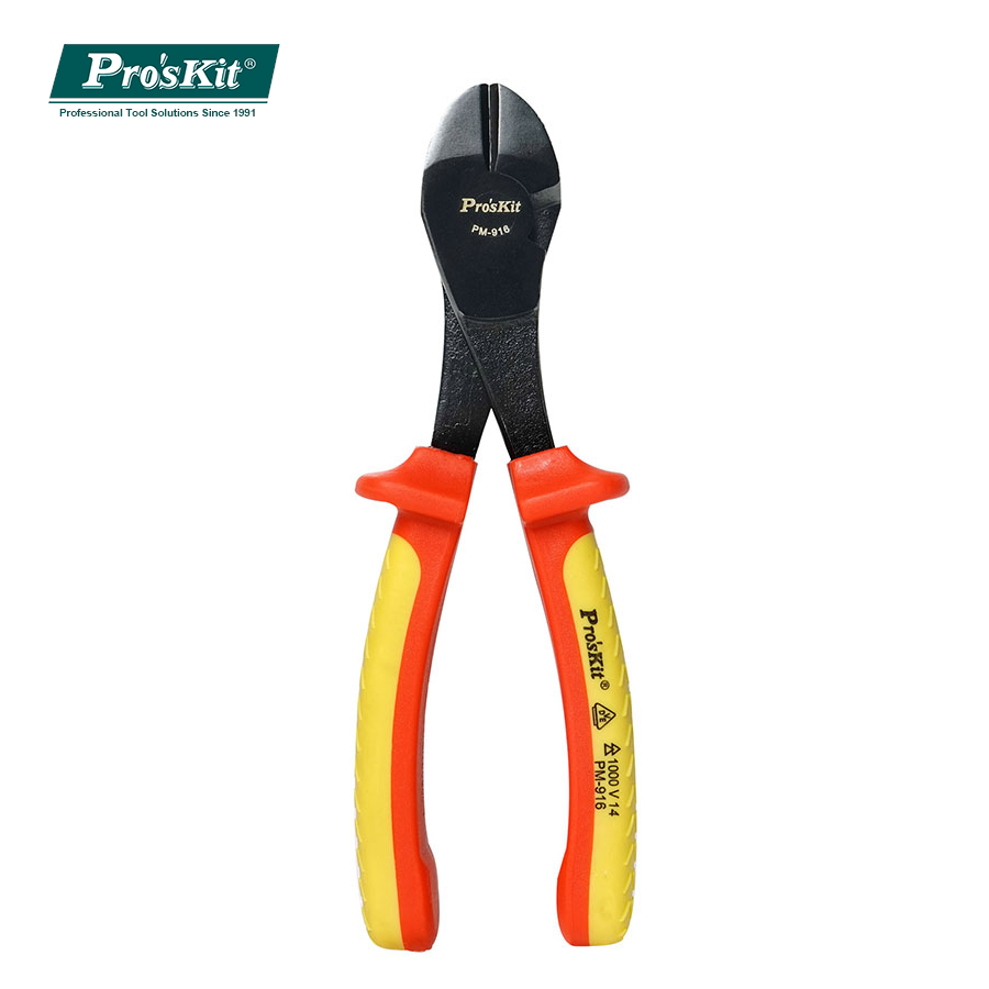 PM-916 Pro'sKit Кусачки изолированные усиленные (1000В, сталь до 3.8мм, 200мм)