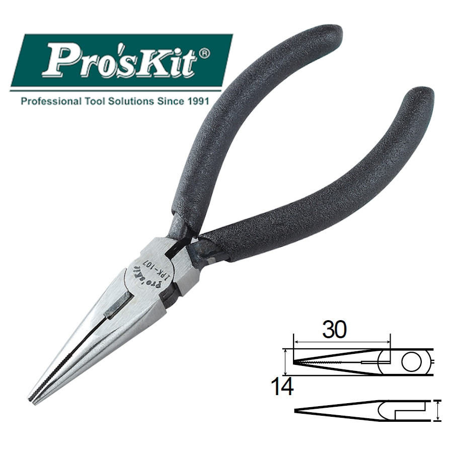 1PK-107 Pro'sKit Длинногубцы-кусачки (медь до 2мм, 135мм, пружина)