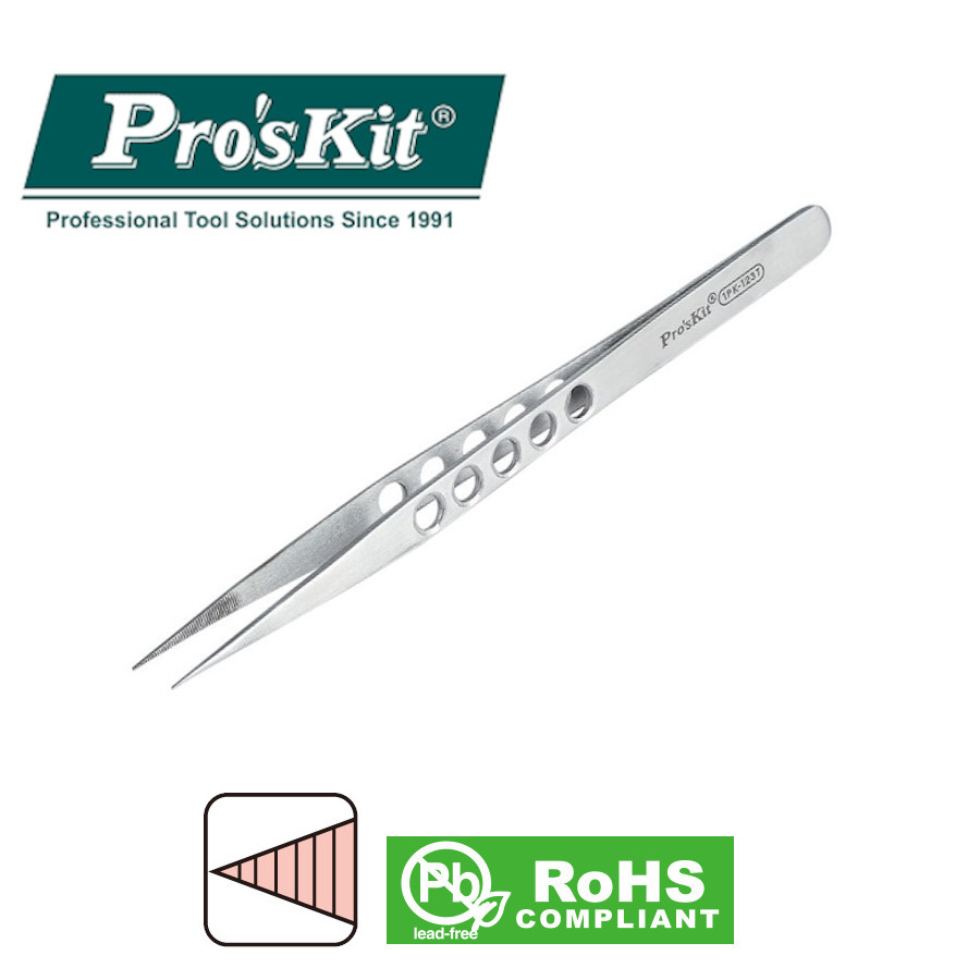 1PK-123T Pro'sKit Пинцет прямой усиленный (50/165мм)