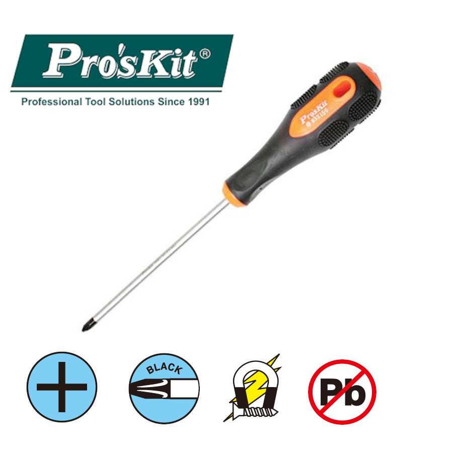 9SD-222B Pro'sKit Отвертка ручная (+#3 8x150мм) Pro-Soft