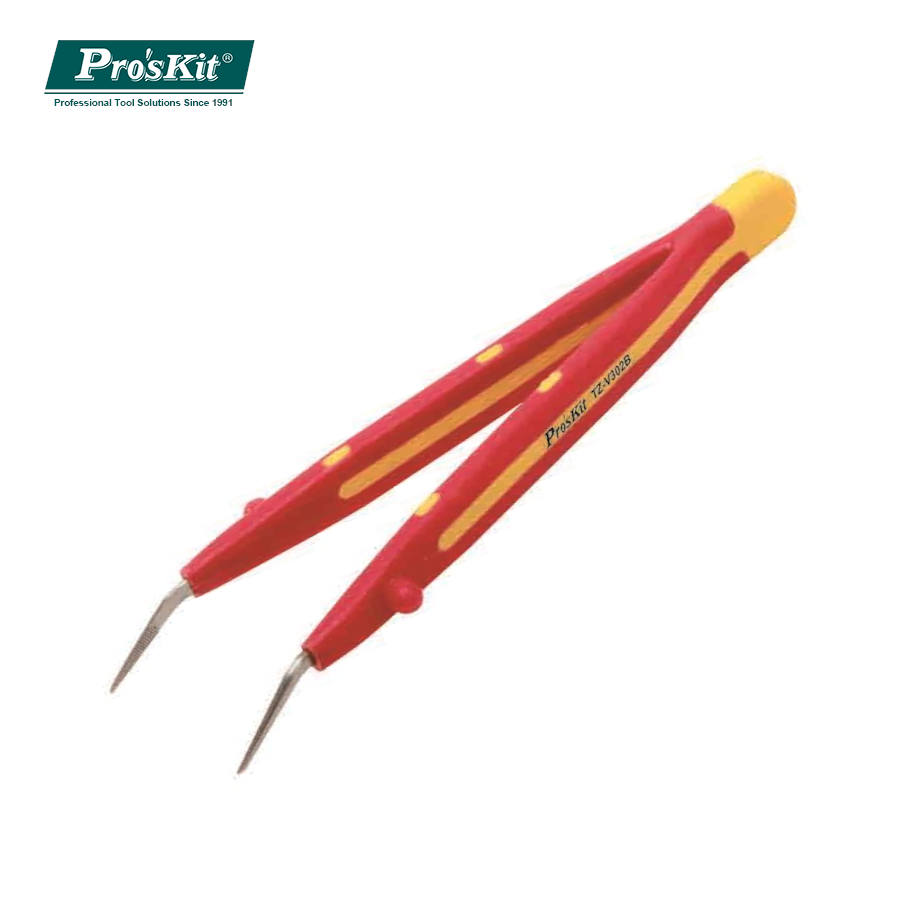TZ-V302B Pro'sKit Пинцет изогнутый изолированный 1000В (159мм)