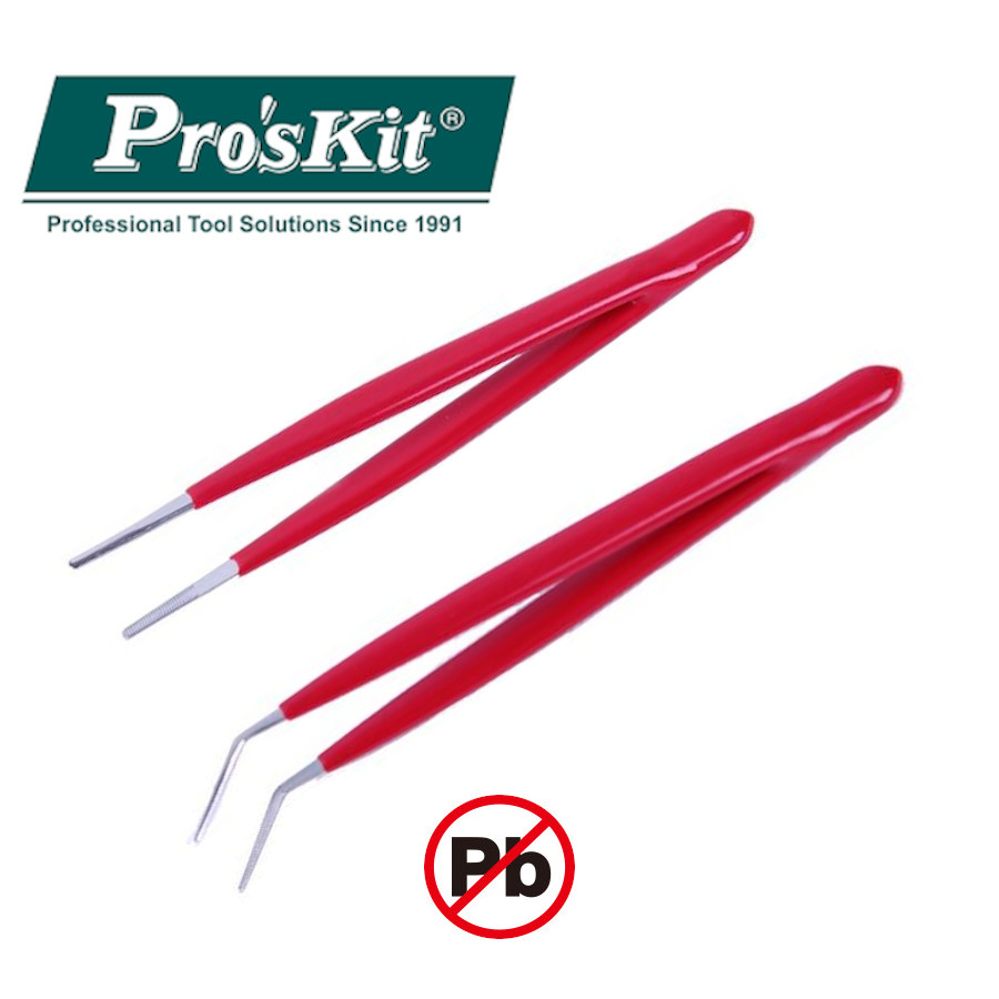908-T301 Pro'sKit Набор пинцетов (прямой и изогнутый, в изоляции)