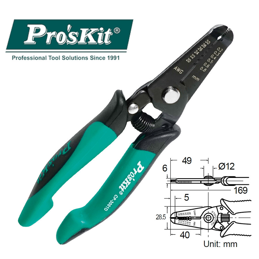CP-3001D Pro'sKit Клещи для зачистки проводов прецизионные (AWG 30/28/26/24/22/20)
