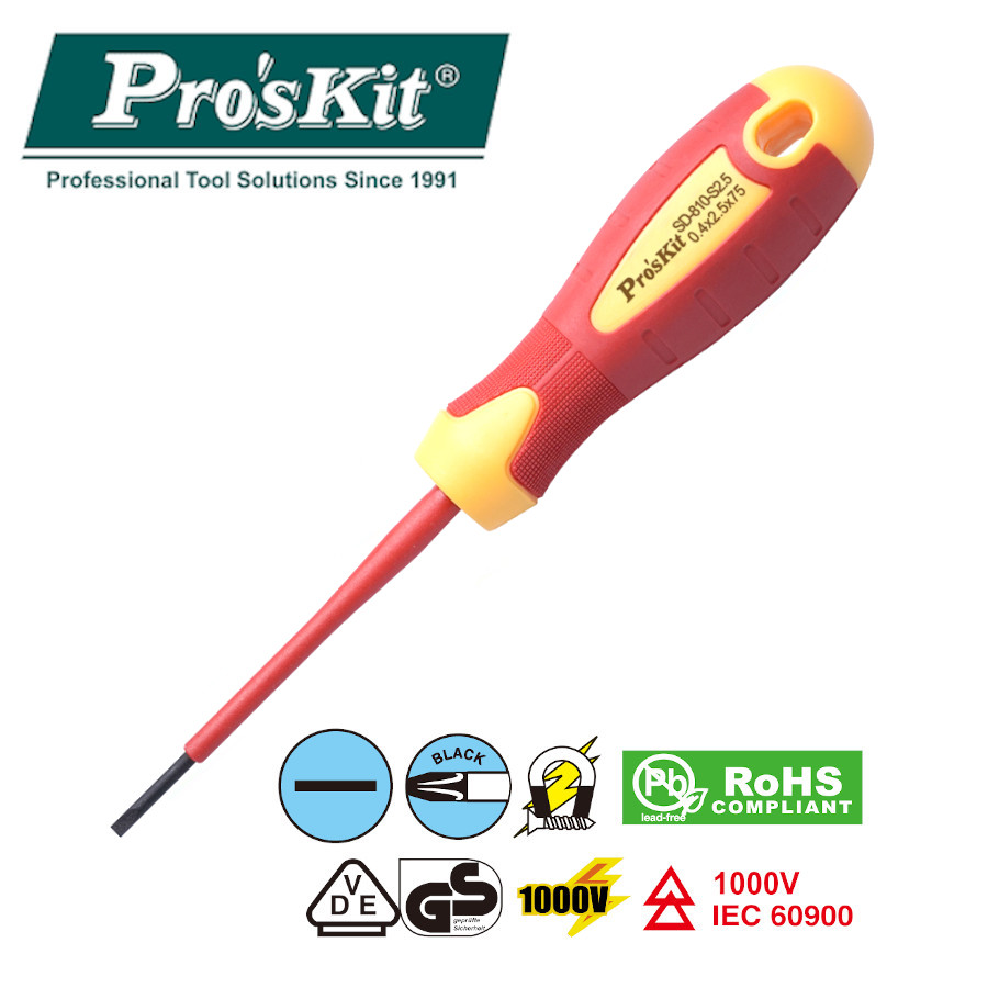 SD-810-S2.5 Pro'sKit Отвертка диэлектрическая 1000В (- 2.5х75)