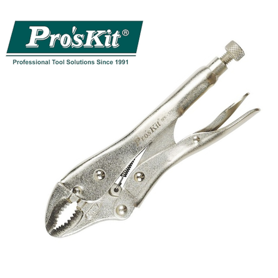8PK-378C Pro'sKit Клещи зажимные (регулировка усилия, защелка, 180мм)