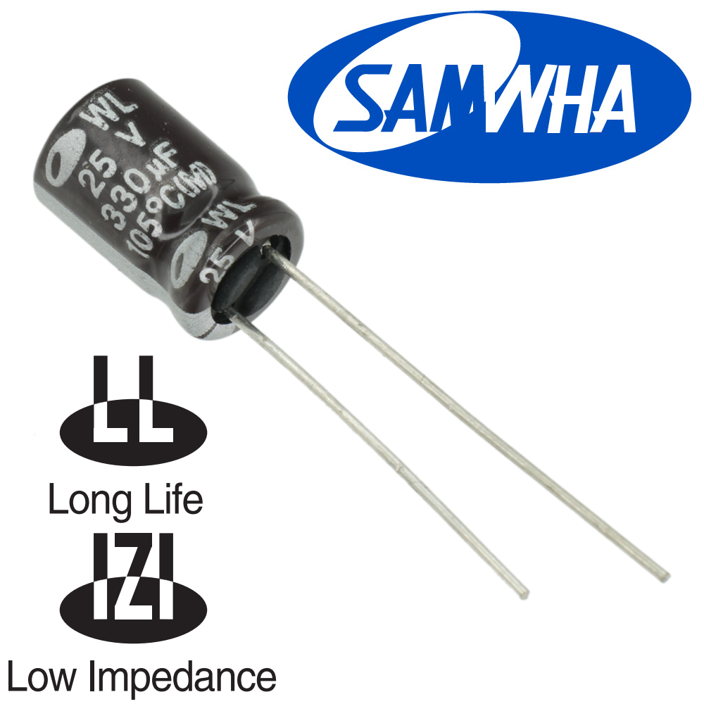330мкФ 25В (8x11,5) WL (3000ч.) (low imp.) Конденсатор электролитический