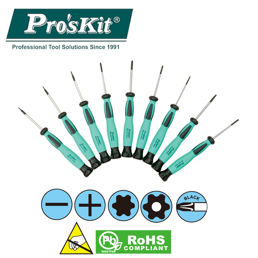 SD-0839 Pro'sKit Набор отверток прецизионных антистатических (9 шт.)
