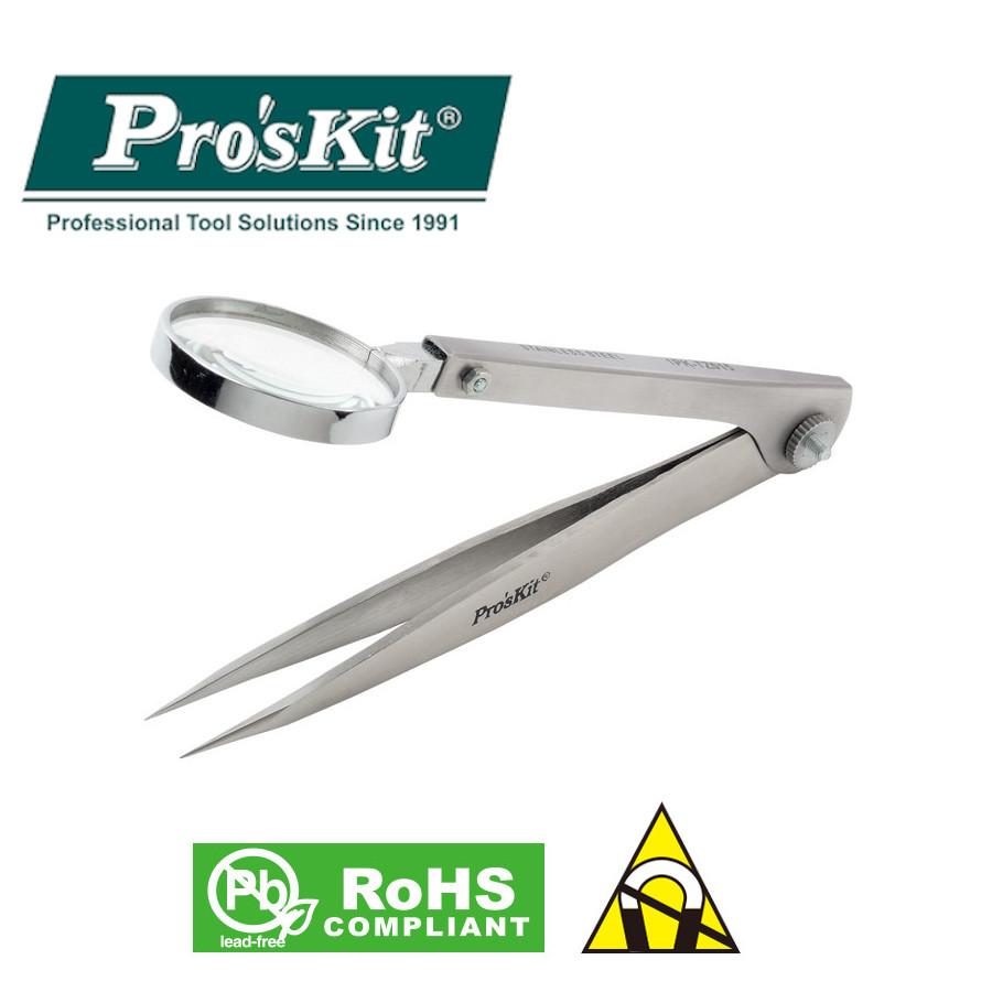 1PK-TZ015 Пинцет с линзой прямой Pro'sKit