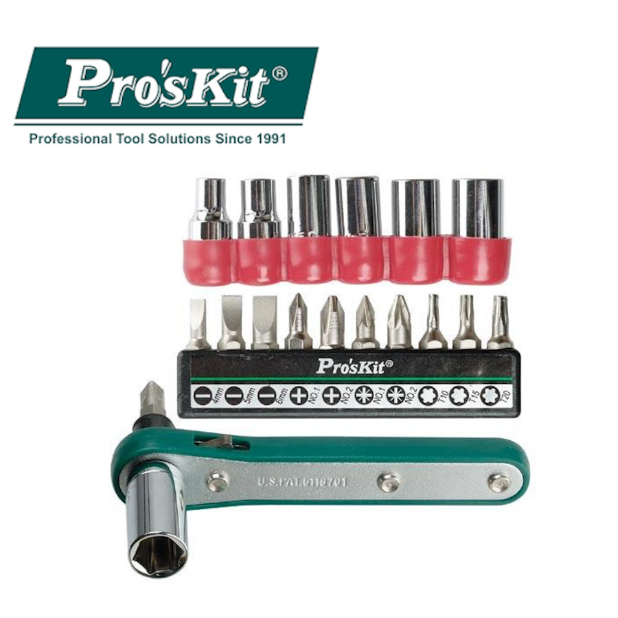 1PK-202A Pro'sKit Набор бит и головок с ключом (17шт.)