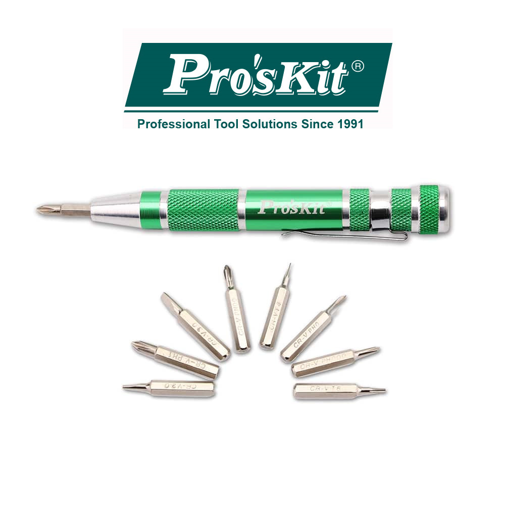 SD-9814 Pro'sKit Набор бит часовых и звездочек(9шт., алюминиевая отвертка)