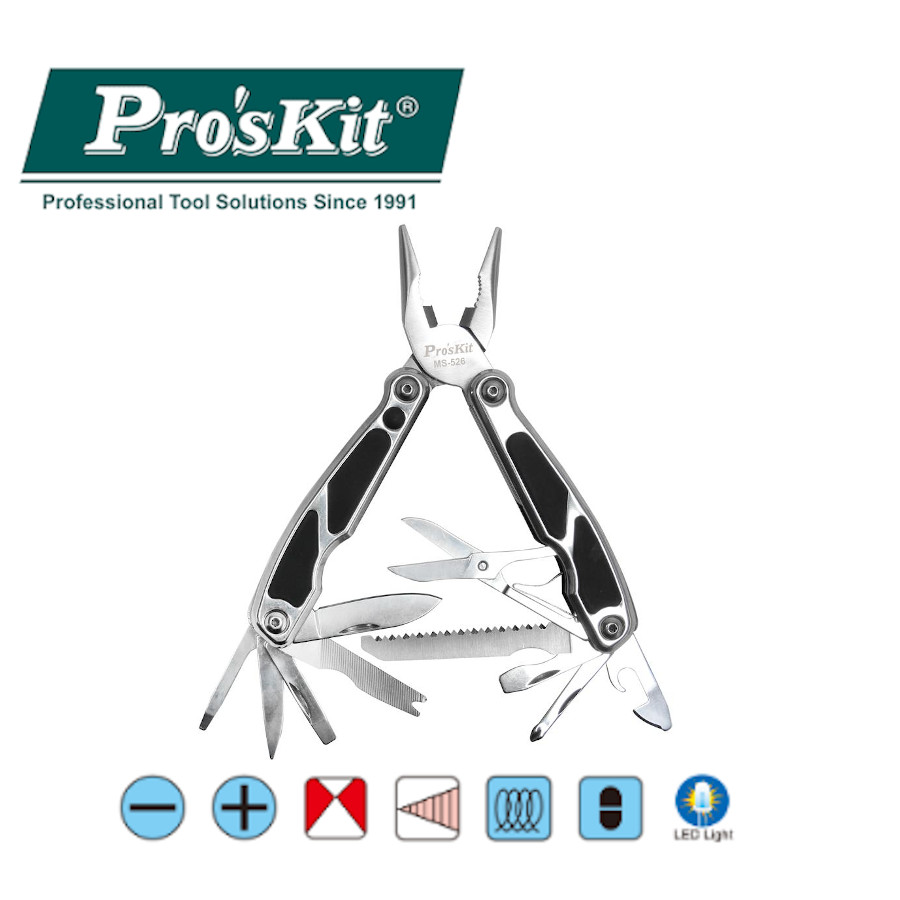 MS-526 Pro'sKit Многофункциональный инструмент-пассатижи со встроенными в рукоятки инструментами 12-
