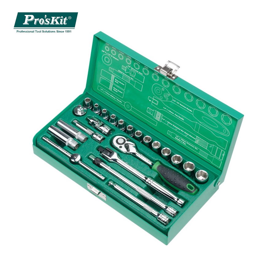 HW-22301M Pro'sKit Набор торцевых ключей для авто (1/4",13 головок,23 предмета)