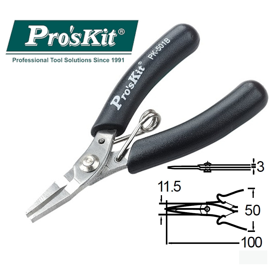 1PK-501B Pro'sKit Плоскогубцы мини (100мм, пружина)