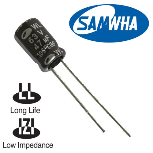 47мкФ 63В (6,3x11,5) WL (3000ч.) (low imp.) Конденсатор электролитический