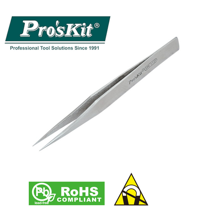 1PK-112T Pro'sKit Пинцет прямой (сверхтонкий)(128мм)