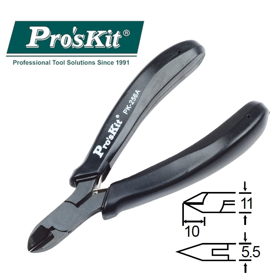 1PK-256A Pro'sKit Кусачки прямые (медь до 1.6мм, 120мм,пружина)