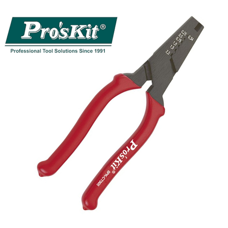 8PK-CT005 Pro'sKit Клещи для обжима неизолированных клемм в комплекте с клеммами (150 шт.)