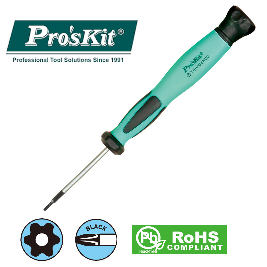 SD-083-T7H Pro'sKit Отвертка прецизионная антистатическая Torx (звезда) антивандальная (T7Hx50мм)