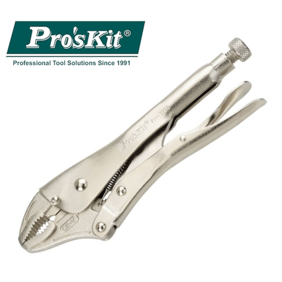 PN-378D Плоскогубцы зажимные (регулировка усилия, защелка, 224мм) Pro'sKit