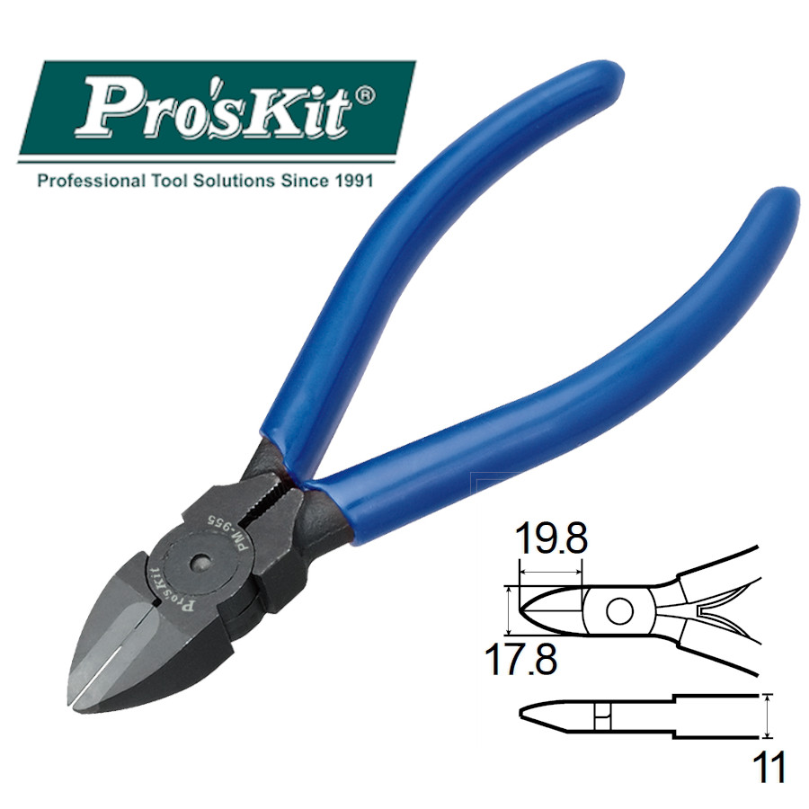 PM-955 Pro'sKit Кусачки усиленные (медь до 2мм, 130мм, пружина)