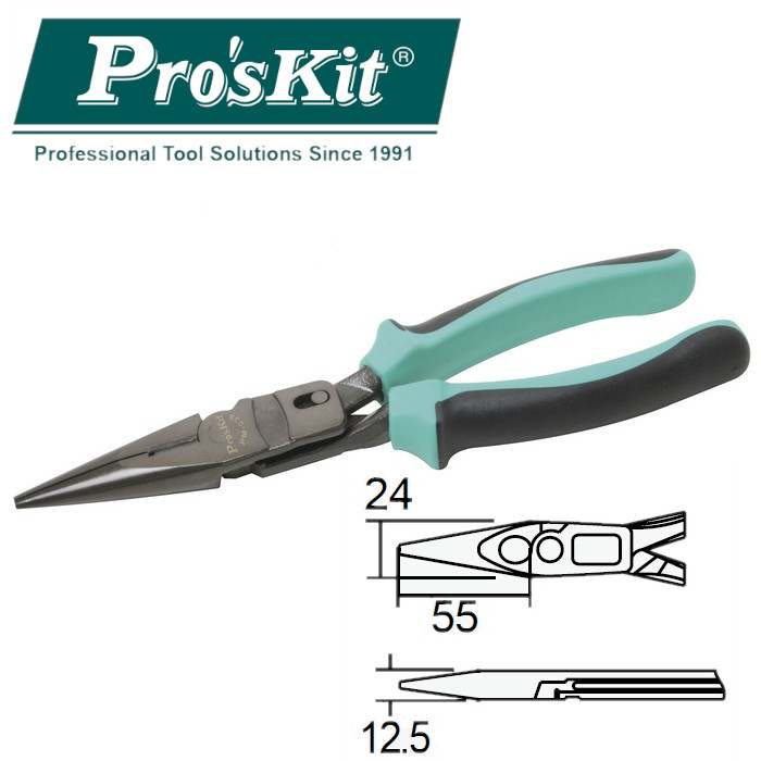 PM-938 Длинногубцы-кусачки усиленные (сталь до 2мм, 207мм) Pro'sKit