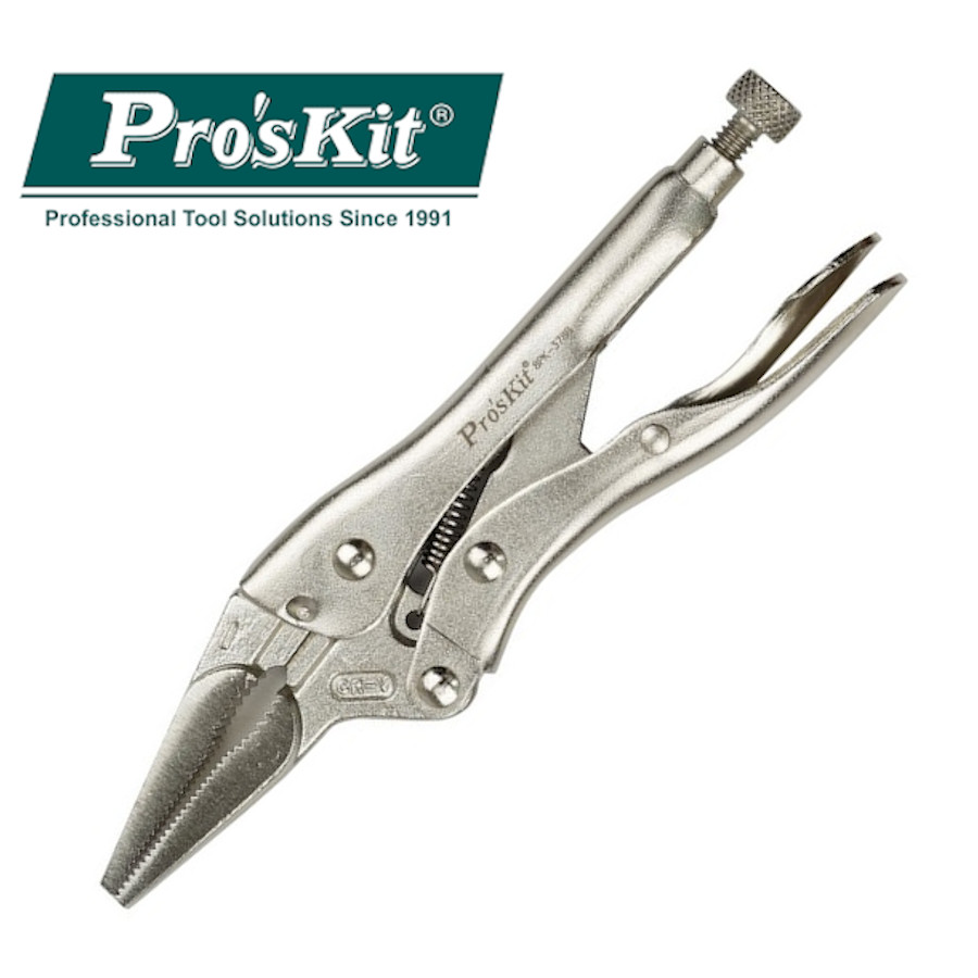 8PK-378B Клещи зажимные удлиненные (регулировка усилия, защелка, 160мм) Pro'sKit