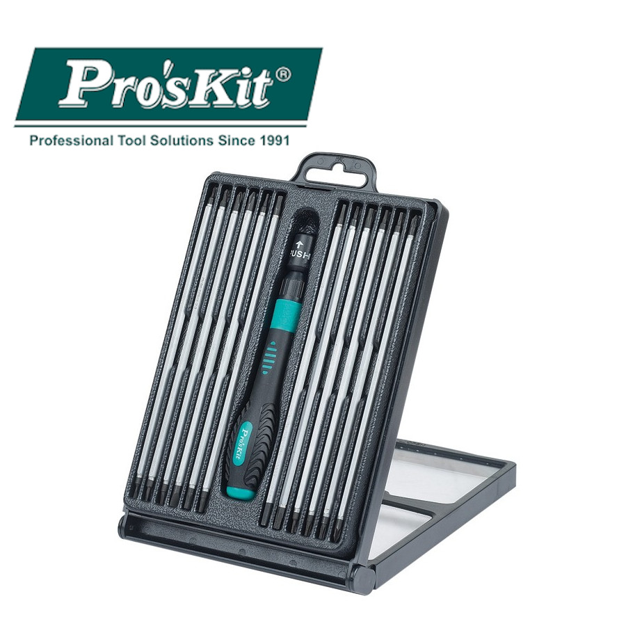 SD-9824 Pro'sKit Отвертка со сменными битами (12 двухстронних бит, трещотка)