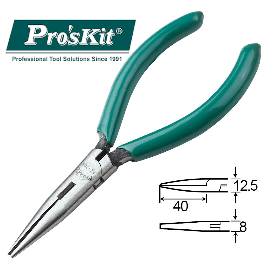1PK-706 Pro'sKit Длинногубцы-кусачки (медь до 1.6мм, 135мм)
