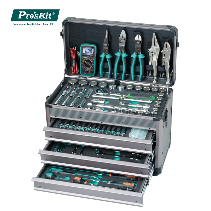 HW-612401M Pro'sKit Набор инструментов универсальный (6.3мм-12.7мм,124 предмета)